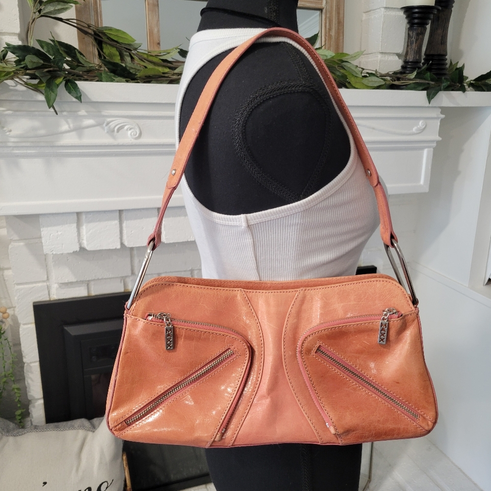 Y2k Max New York Peach Genuine Leather Shoulder Bag
